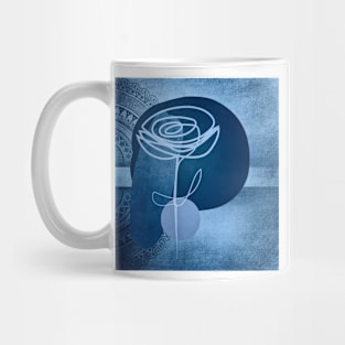 Modern Design Rose In Blue Mug